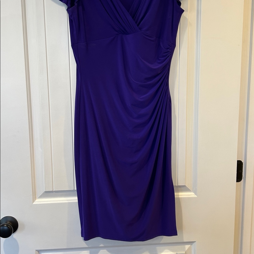 Lauren Ralph Lauren Purple Gathered Side Women's Dress - Picture 5 of 11